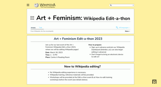Art + Feminism Wikipedia Edit-a-thon 2023: Wikipedia Edit-a-thon