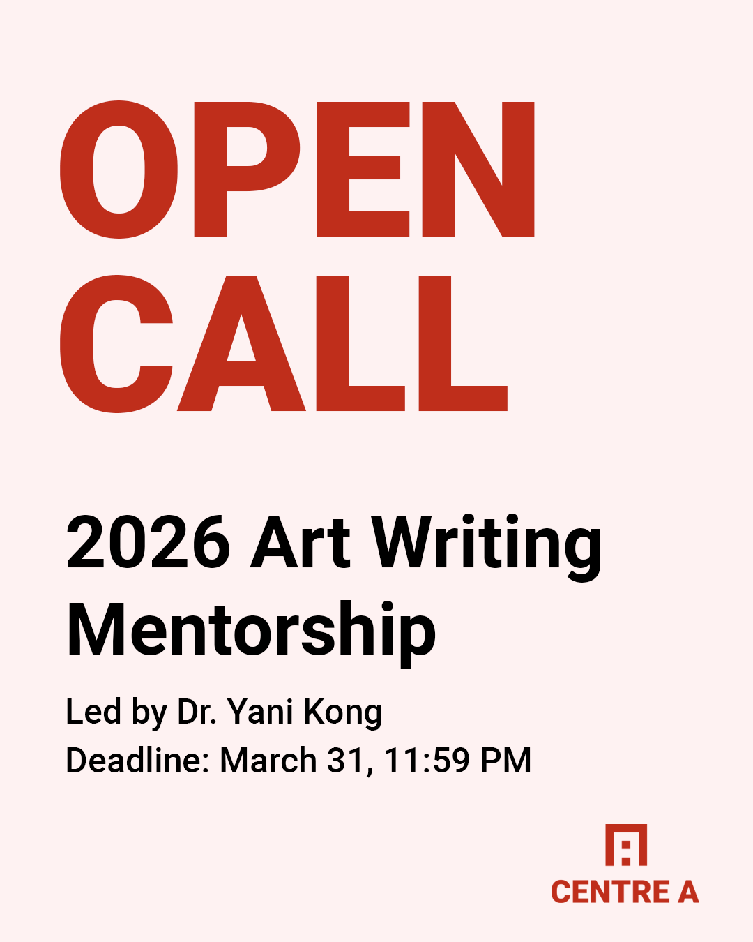 Call for Applications: Centre A Art Writing Mentorship 2026